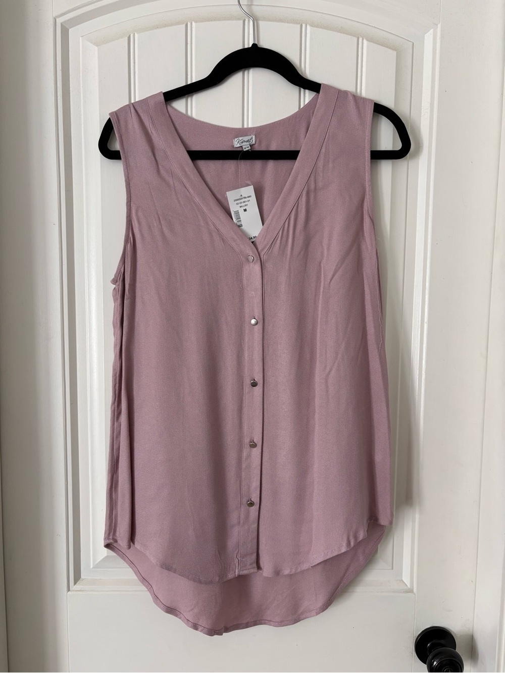 Kismet Sleeveless Button-Front V-Neck Camisole - Dusty Mauve